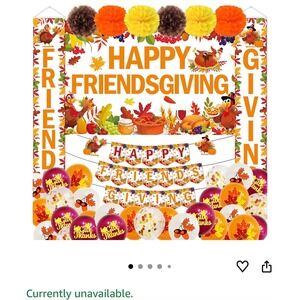 Happy Friendsgiving Party Decorations Set Backdrop Banner Balloons Fall Decor